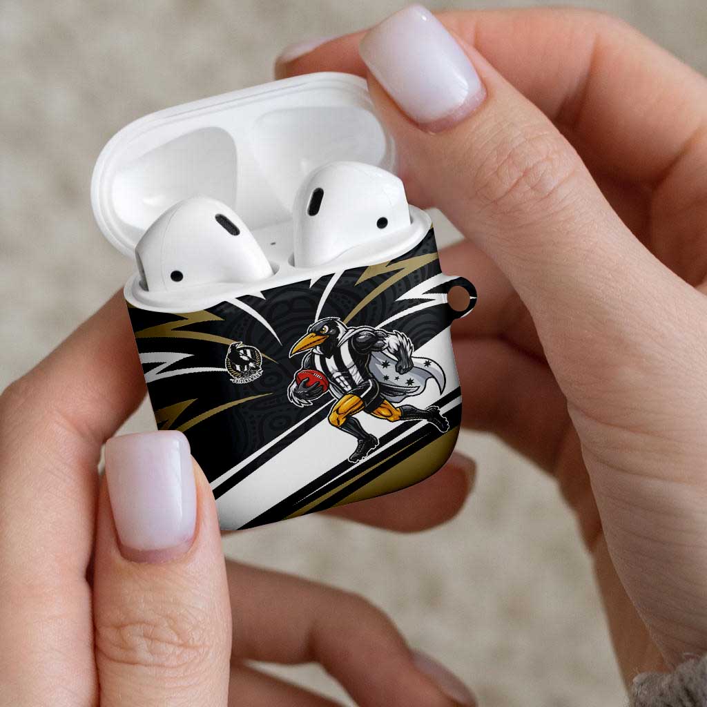 Collingwood Magpies Australian Football AirPods Case Iconic Bird Mascot With Indigenous Pattern Art