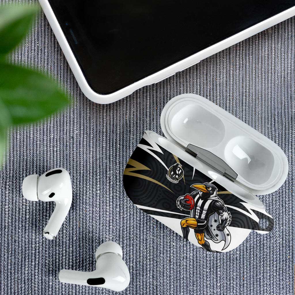 Collingwood Magpies Australian Football AirPods Case Iconic Bird Mascot With Indigenous Pattern Art
