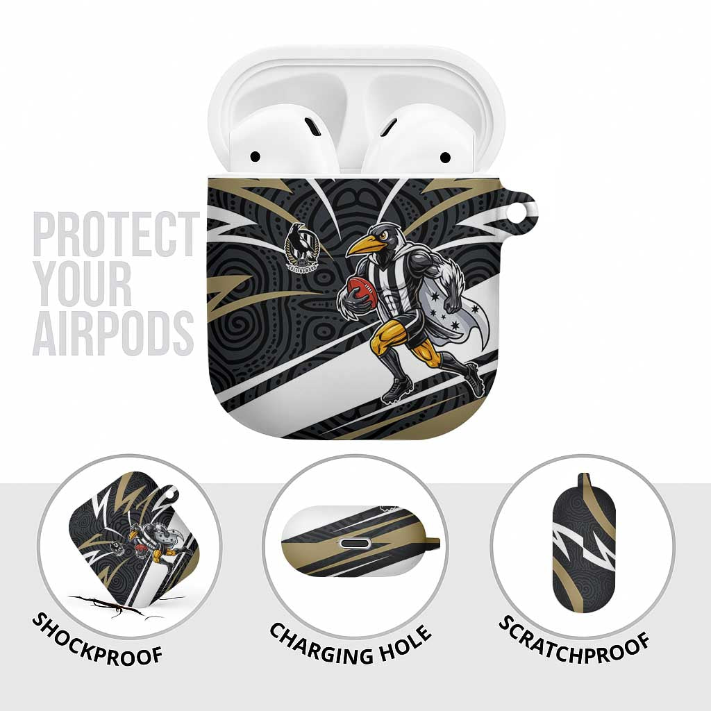 Collingwood Magpies Australian Football AirPods Case Iconic Bird Mascot With Indigenous Pattern Art