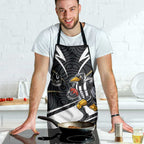 Collingwood Magpies Australian Football Apron Iconic Bird Mascot With Indigenous Pattern Art
