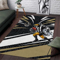 Collingwood Magpies Australian Football Area Rug Iconic Bird Mascot With Indigenous Pattern Art