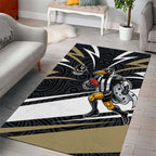 Collingwood Magpies Australian Football Area Rug Iconic Bird Mascot With Indigenous Pattern Art
