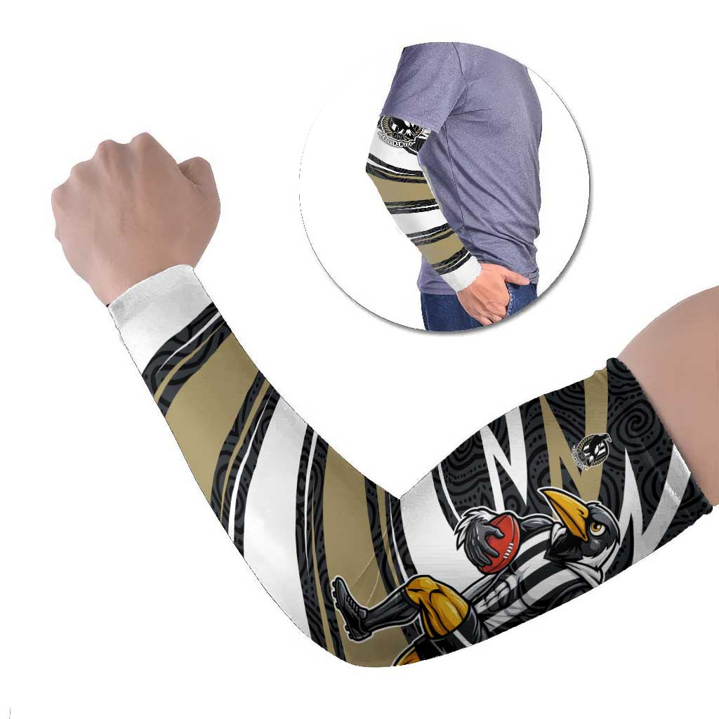 Collingwood Magpies Australian Football Arm Sleeves Iconic Bird Mascot With Indigenous Pattern Art