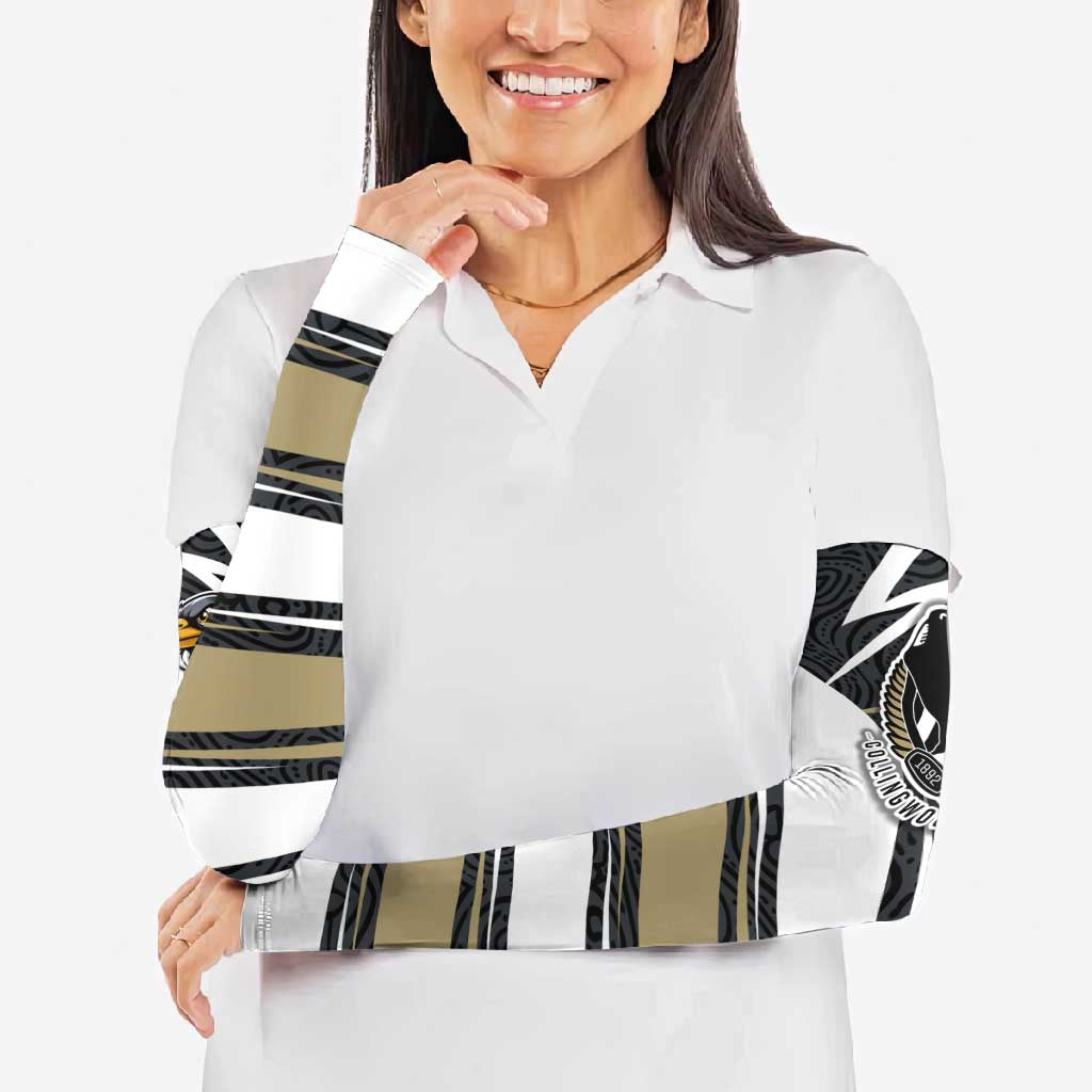 Collingwood Magpies Australian Football Arm Sleeves Iconic Bird Mascot With Indigenous Pattern Art