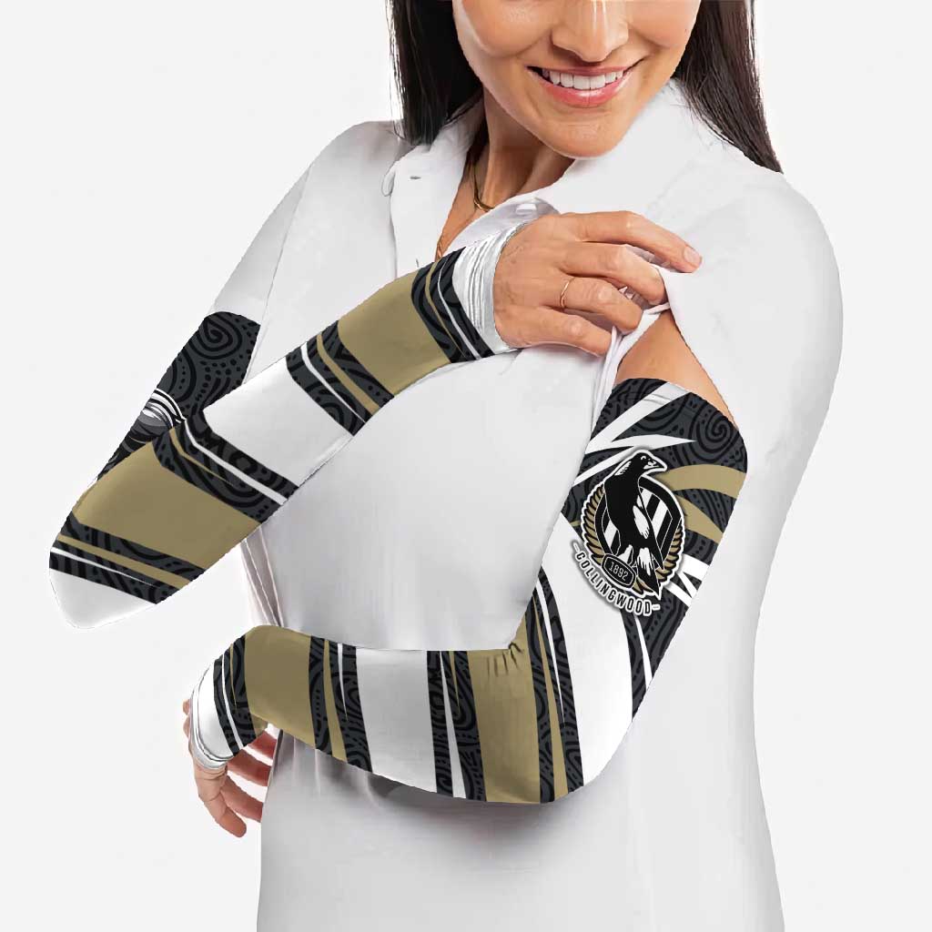 Collingwood Magpies Australian Football Arm Sleeves Iconic Bird Mascot With Indigenous Pattern Art