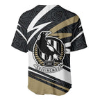 Collingwood Magpies Australian Football Baseball Jersey Iconic Bird Mascot With Indigenous Pattern Art