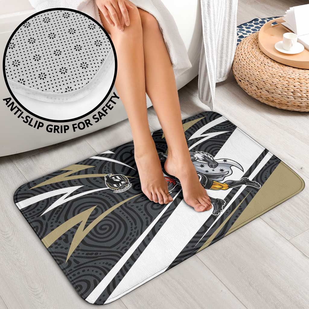 Collingwood Magpies Australian Football Bathroom Set Iconic Bird Mascot With Indigenous Pattern Art