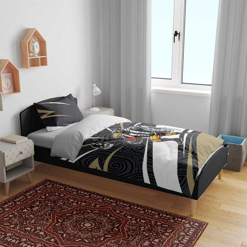 Collingwood Magpies Australian Football Bedding Set Iconic Bird Mascot With Indigenous Pattern Art