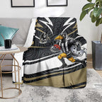 Collingwood Magpies Australian Football Blanket Iconic Bird Mascot With Indigenous Pattern Art