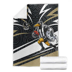 Collingwood Magpies Australian Football Blanket Iconic Bird Mascot With Indigenous Pattern Art