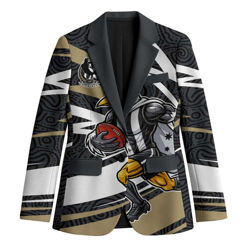 Collingwood Magpies Australian Football Blazer Iconic Bird Mascot With Indigenous Pattern Art
