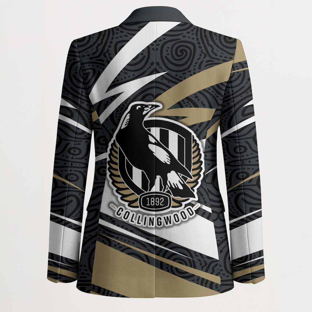 Collingwood Magpies Australian Football Blazer Iconic Bird Mascot With Indigenous Pattern Art