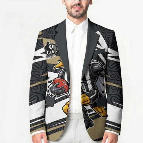 Collingwood Magpies Australian Football Blazer Iconic Bird Mascot With Indigenous Pattern Art