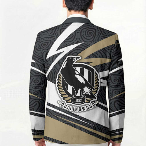 Collingwood Magpies Australian Football Blazer Iconic Bird Mascot With Indigenous Pattern Art