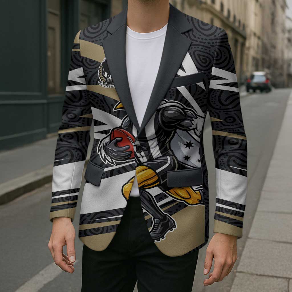 Collingwood Magpies Australian Football Blazer Iconic Bird Mascot With Indigenous Pattern Art