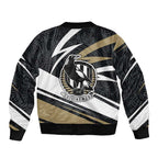 Collingwood Magpies Australian Football Bomber Jacket Iconic Bird Mascot With Indigenous Pattern Art