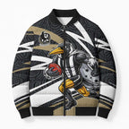 Collingwood Magpies Australian Football Bomber Puffer Jacket Iconic Bird Mascot With Indigenous Pattern Art