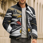 Collingwood Magpies Australian Football Bomber Puffer Jacket Iconic Bird Mascot With Indigenous Pattern Art