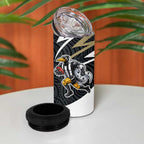 Collingwood Magpies Australian Football 4 in 1 Can Cooler Tumbler Iconic Bird Mascot With Indigenous Pattern Art