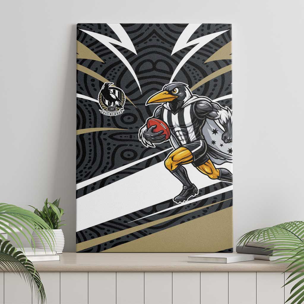 Collingwood Magpies Australian Football Canvas Wall Art Iconic Bird Mascot With Indigenous Pattern Art