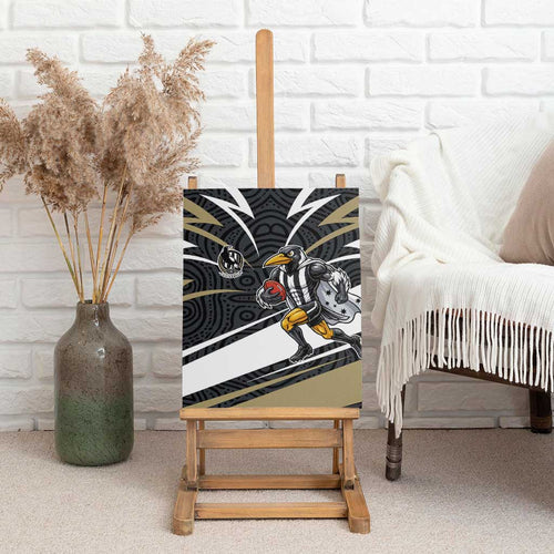 Collingwood Magpies Australian Football Canvas Wall Art Iconic Bird Mascot With Indigenous Pattern Art