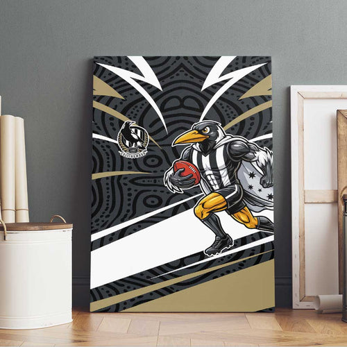 Collingwood Magpies Australian Football Canvas Wall Art Iconic Bird Mascot With Indigenous Pattern Art