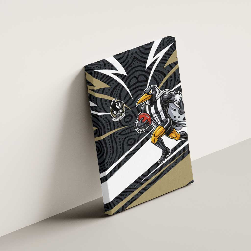Collingwood Magpies Australian Football Canvas Wall Art Iconic Bird Mascot With Indigenous Pattern Art