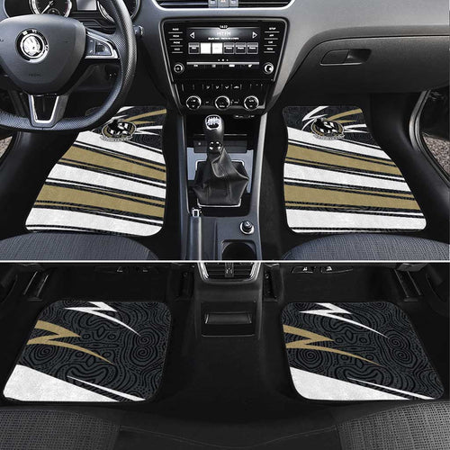 Collingwood Magpies Australian Football Car Mats Iconic Bird Mascot With Indigenous Pattern Art