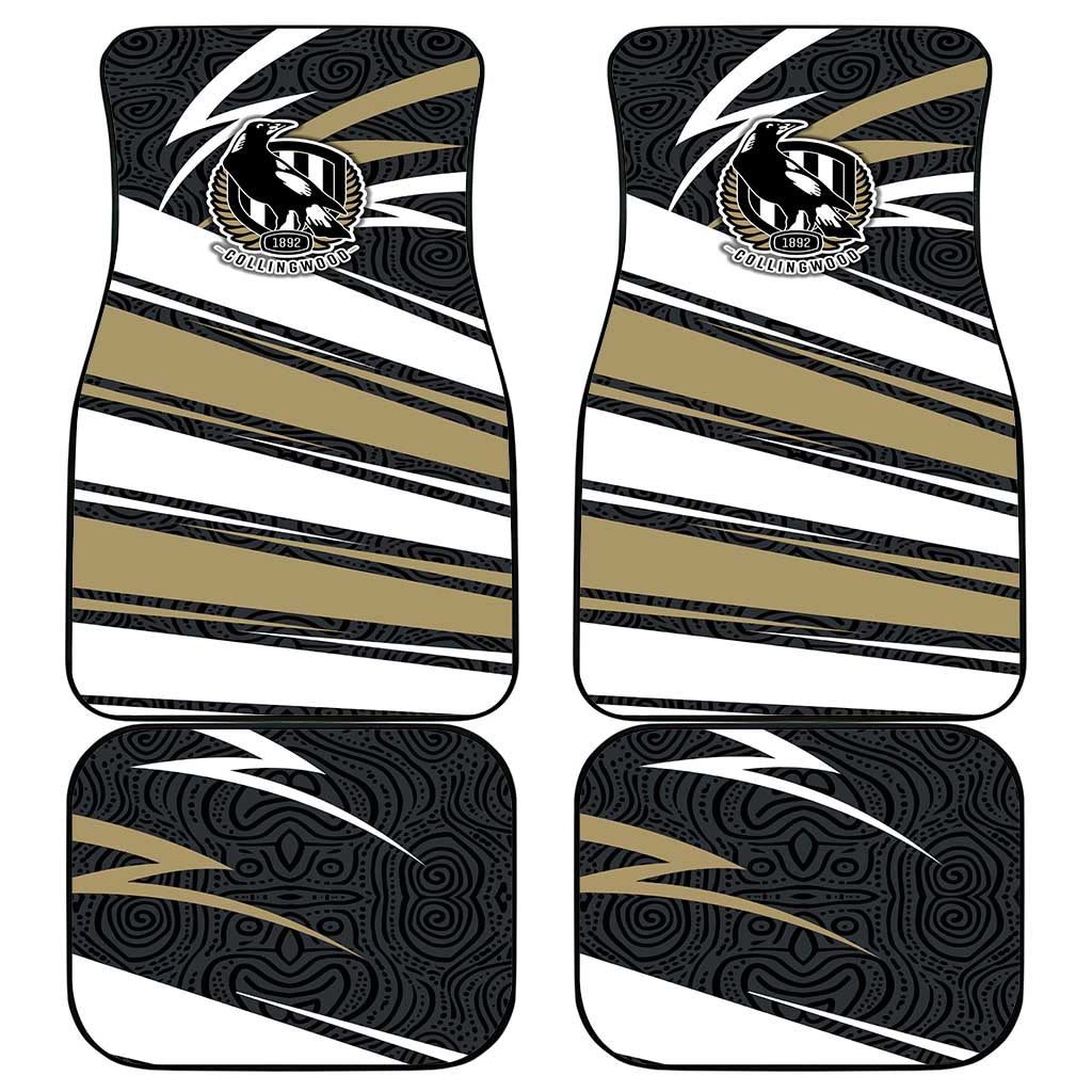 Collingwood Magpies Australian Football Car Mats Iconic Bird Mascot With Indigenous Pattern Art