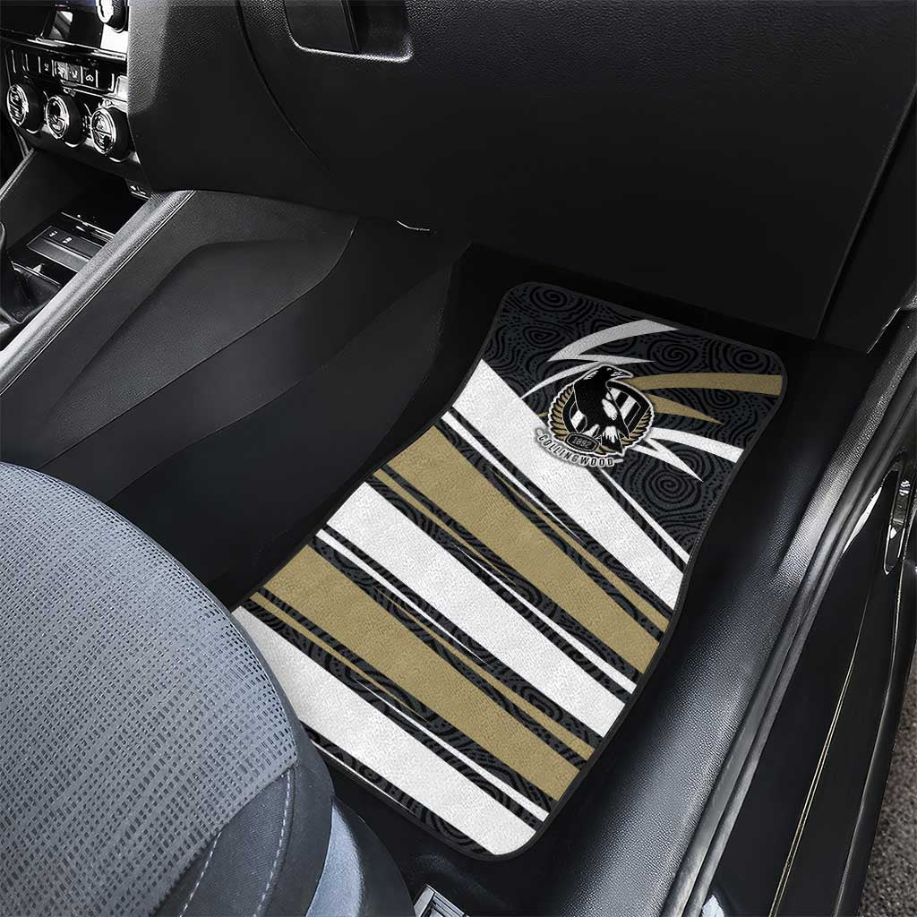 Collingwood Magpies Australian Football Car Mats Iconic Bird Mascot With Indigenous Pattern Art