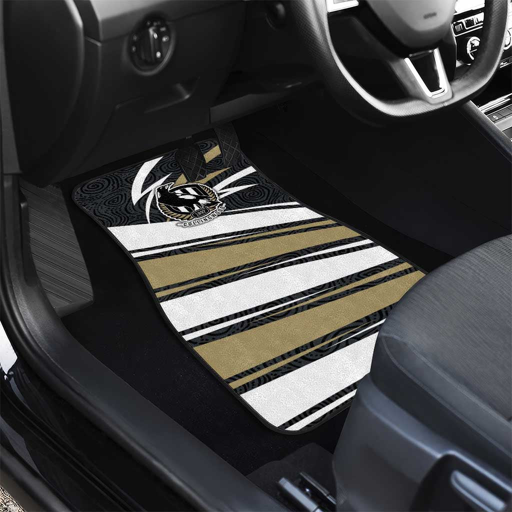 Collingwood Magpies Australian Football Car Mats Iconic Bird Mascot With Indigenous Pattern Art
