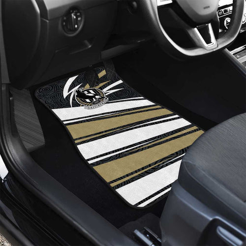 Collingwood Magpies Australian Football Car Mats Iconic Bird Mascot With Indigenous Pattern Art