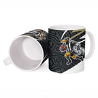 Collingwood Magpies Australian Football Ceramic Mug Iconic Bird Mascot With Indigenous Pattern Art
