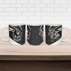 Collingwood Magpies Australian Football Ceramic Mug Iconic Bird Mascot With Indigenous Pattern Art