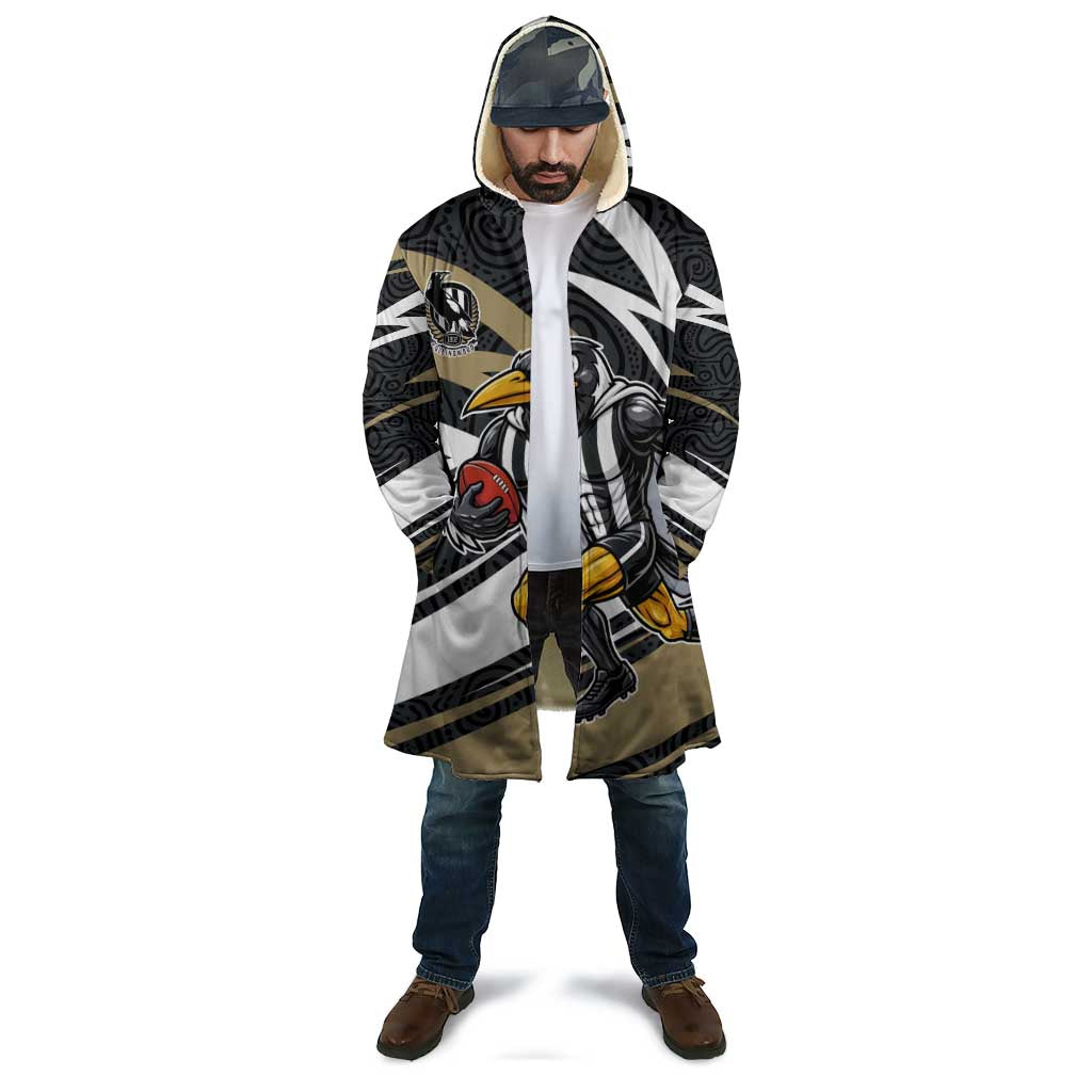 Collingwood Magpies Australian Football Cloak Iconic Bird Mascot With Indigenous Pattern Art