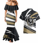 Collingwood Magpies Australian Football Couples Matching Mermaid Dress and Hawaiian Shirt Iconic Bird Mascot With Indigenous Pattern Art