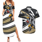 Collingwood Magpies Australian Football Couples Matching Summer Maxi Dress and Hawaiian Shirt Iconic Bird Mascot With Indigenous Pattern Art