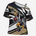 Collingwood Magpies Australian Football Cross Shoulder Shirt Iconic Bird Mascot With Indigenous Pattern Art