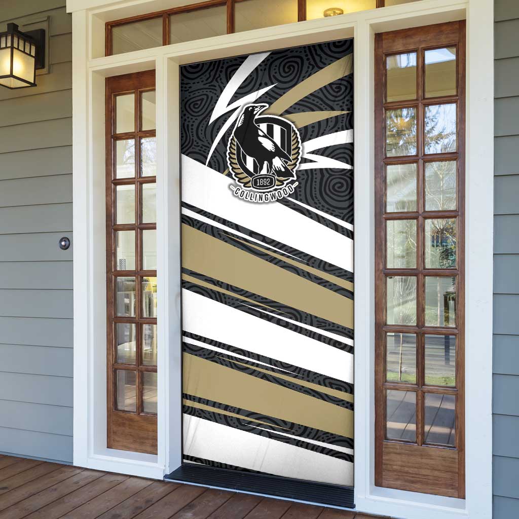 Collingwood Magpies Australian Football Door Cover Iconic Bird Mascot With Indigenous Pattern Art