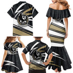 Collingwood Magpies Australian Football Family Matching Mermaid Dress and Hawaiian Shirt Iconic Bird Mascot With Indigenous Pattern Art