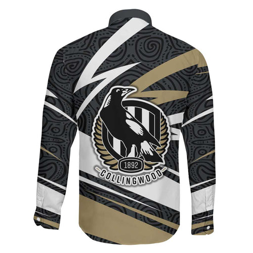 Collingwood Magpies Australian Football Family Matching Mermaid Dress and Hawaiian Shirt Iconic Bird Mascot With Indigenous Pattern Art