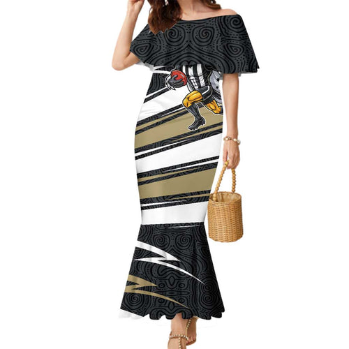 Collingwood Magpies Australian Football Family Matching Mermaid Dress and Hawaiian Shirt Iconic Bird Mascot With Indigenous Pattern Art