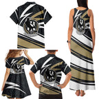 Collingwood Magpies Australian Football Family Matching Tank Maxi Dress and Hawaiian Shirt Iconic Bird Mascot With Indigenous Pattern Art