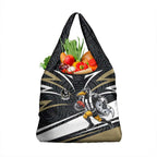 Collingwood Magpies Australian Football Grocery Bag Iconic Bird Mascot With Indigenous Pattern Art