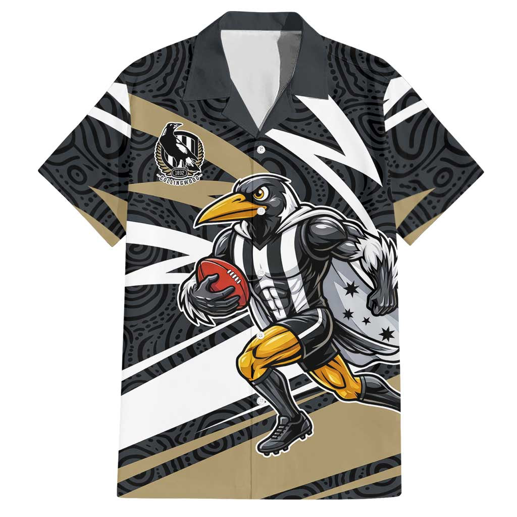 Collingwood Magpies Australian Football Hawaiian Shirt Iconic Bird Mascot With Indigenous Pattern Art