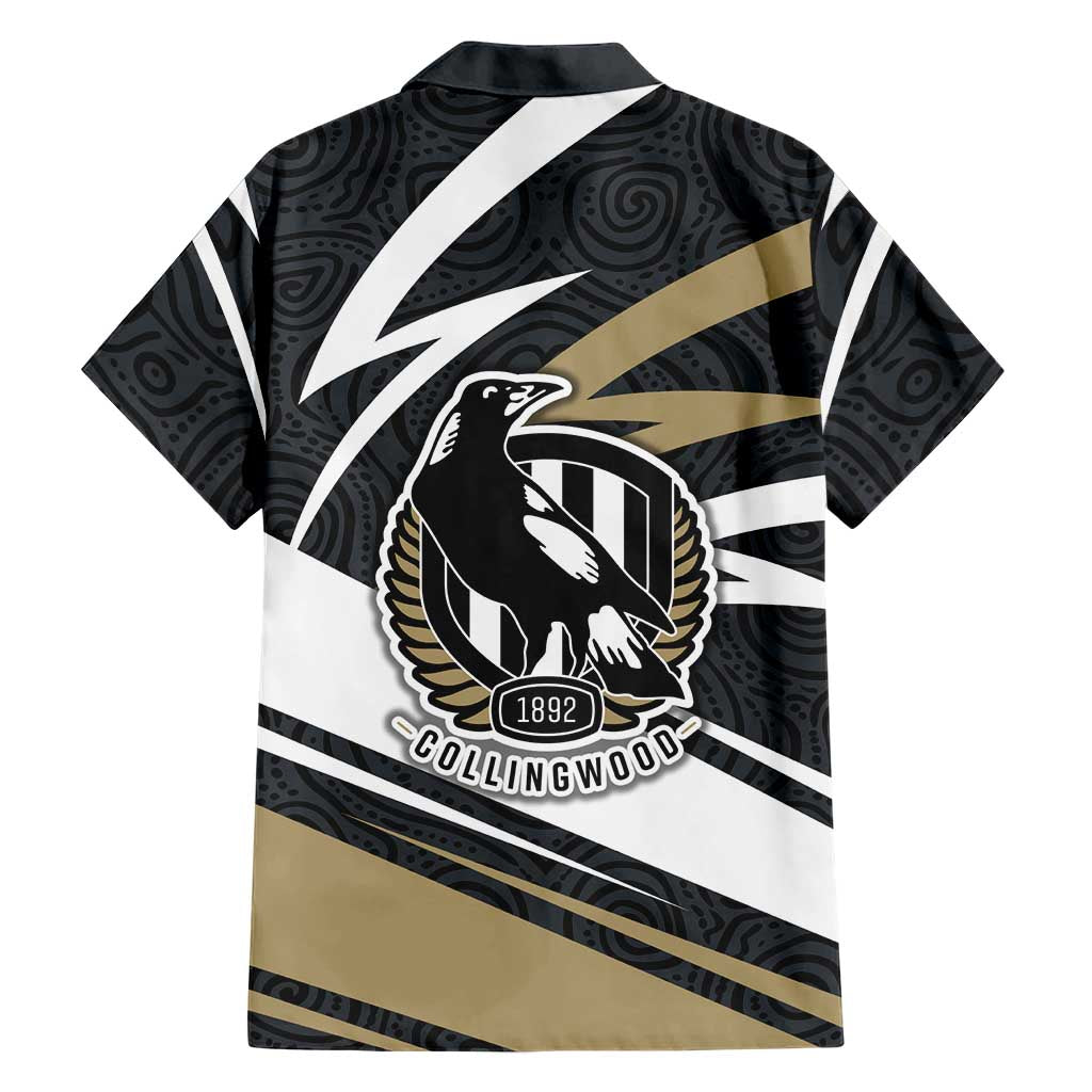 Collingwood Magpies Australian Football Hawaiian Shirt Iconic Bird Mascot With Indigenous Pattern Art