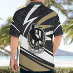 Collingwood Magpies Australian Football Hawaiian Shirt Iconic Bird Mascot With Indigenous Pattern Art