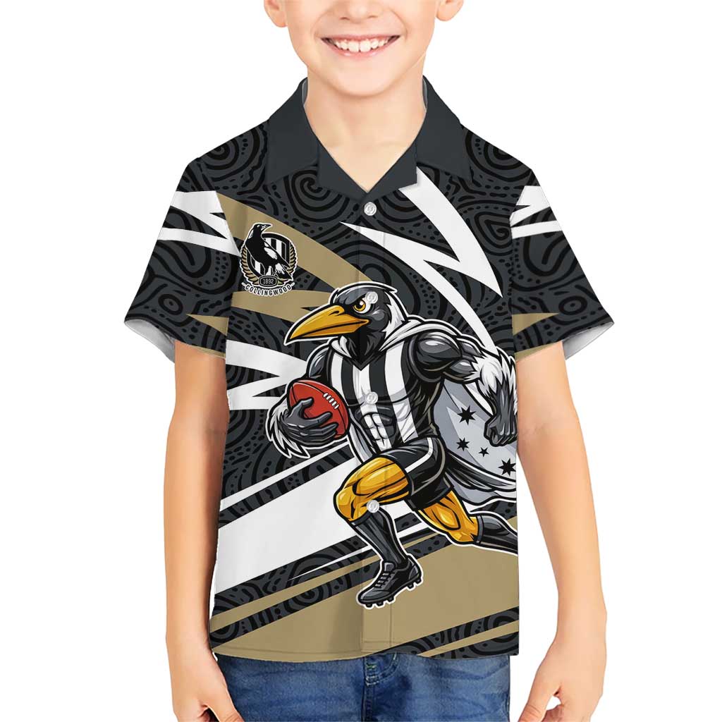 Collingwood Magpies Australian Football Hawaiian Shirt Iconic Bird Mascot With Indigenous Pattern Art