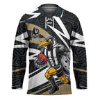 Collingwood Magpies Australian Football Hockey Jersey Iconic Bird Mascot With Indigenous Pattern Art