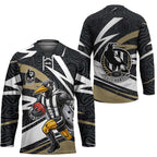 Collingwood Magpies Australian Football Hockey Jersey Iconic Bird Mascot With Indigenous Pattern Art